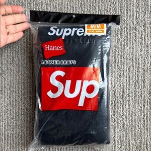 Supreme Hanes Men's Black Boxer Briefs - 4 Pack